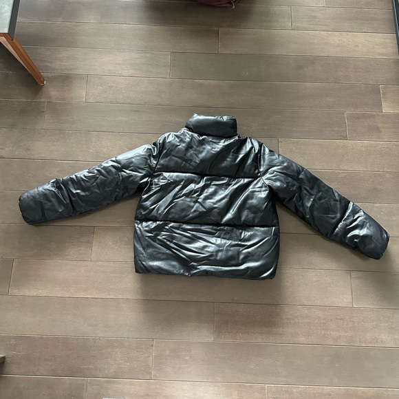Black Faux Leather Puffer - Picture 2 of 5